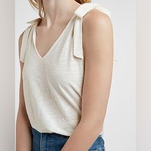 Express Tie Shoulder Tank Top White Cream Small